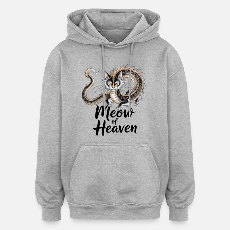 Chat dragon - Sweat à capuche oversize unisexe - gris chiné