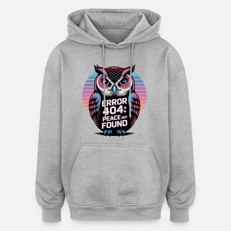 Friedlicher Eulen-Fehler 404 T-Shirt - Oversized Unisex Hoodie - Grau meliert