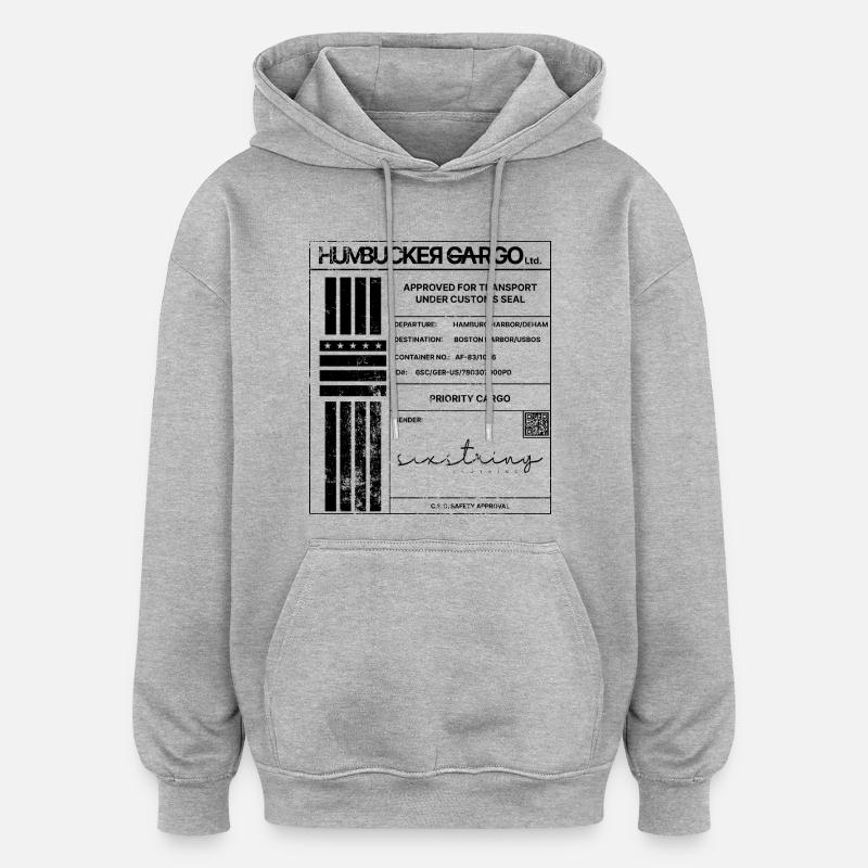 Étiquette d’expédition, noire - Sweat à capuche oversize unisexe - gris chiné
