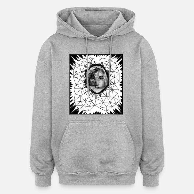 DONNA LOWPOLY #2 - bianco e nero - Felpa con cappuccio unisex oversize - grigio melange