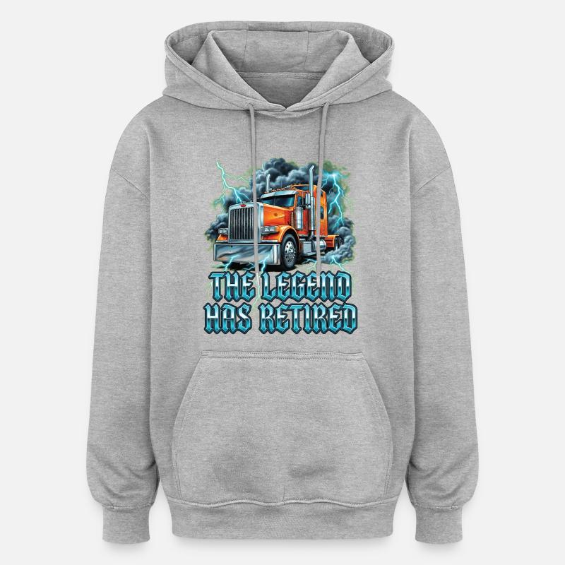 Chauffeur de semi-remorque Trucker Reitred - Sweat à capuche oversize unisexe - gris chiné
