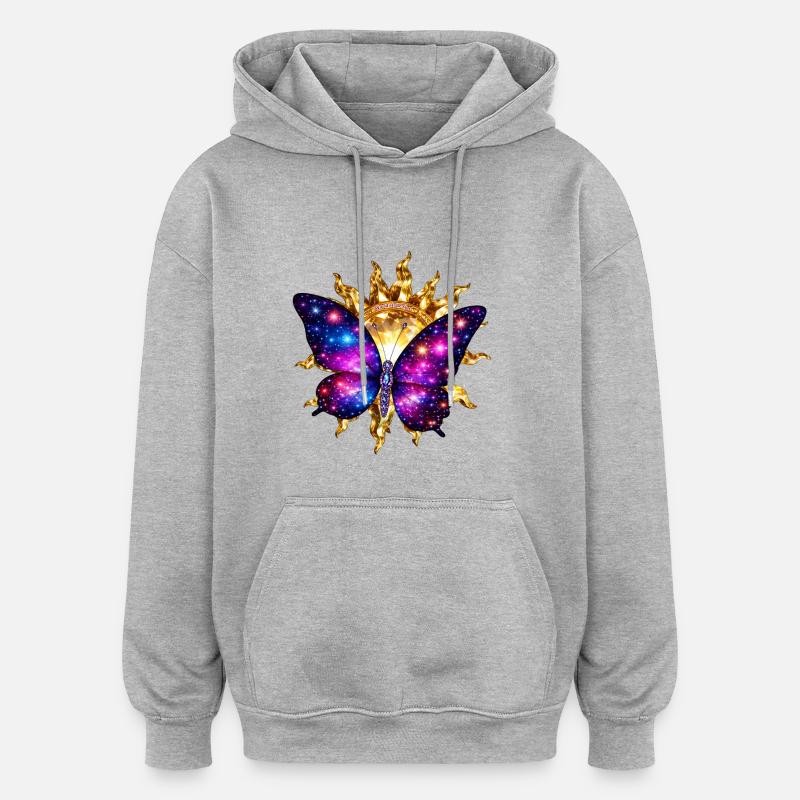 Monde du Soleil – Lumière Cosmique Éternelle - Sweat à capuche oversize unisexe - gris chiné