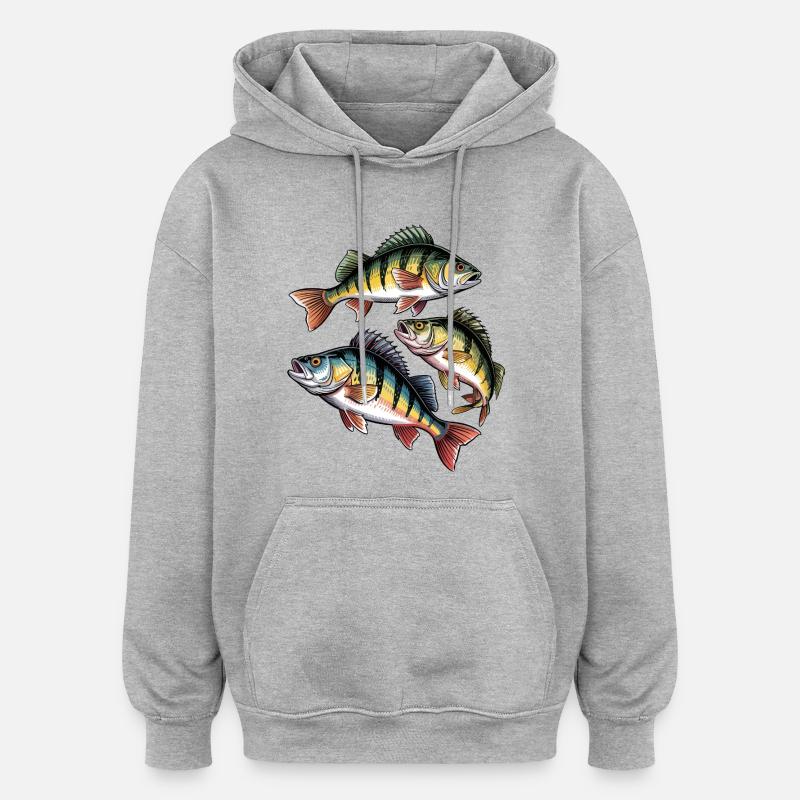 Motif de perche - Sweat à capuche oversize unisexe - gris chiné