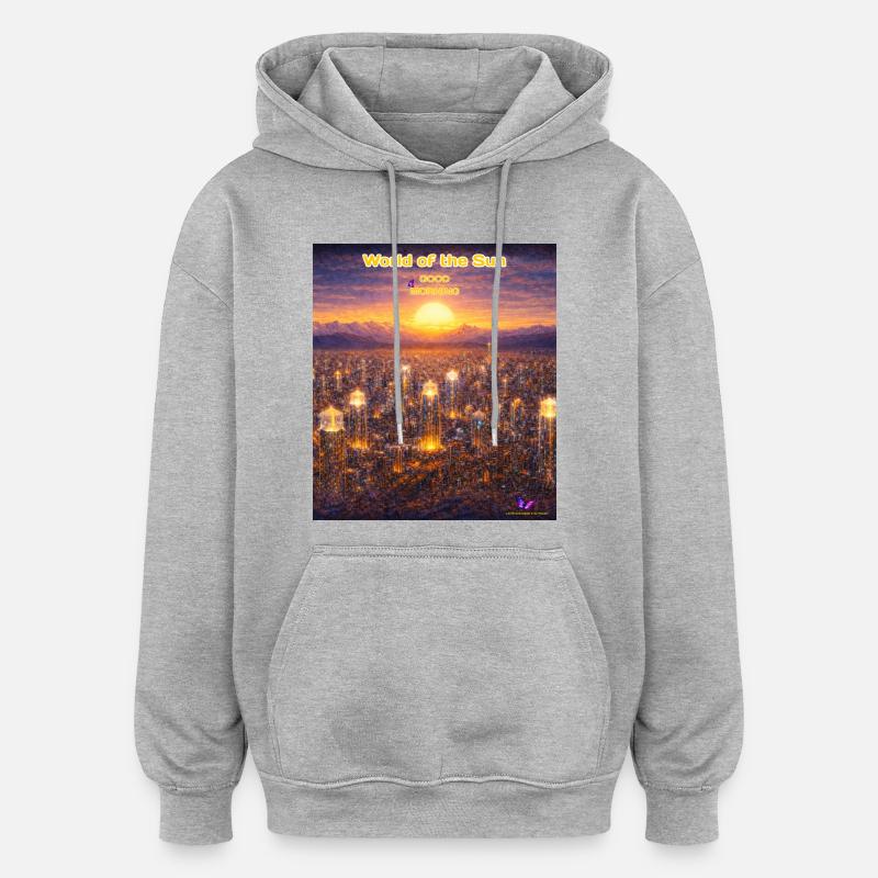 Le Monde du Soleil – Bonjour - Sweat à capuche oversize unisexe - gris chiné
