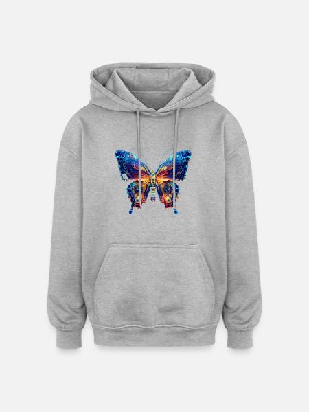electric butterfly - Oversized Unisex Hoodie - Grau meliert