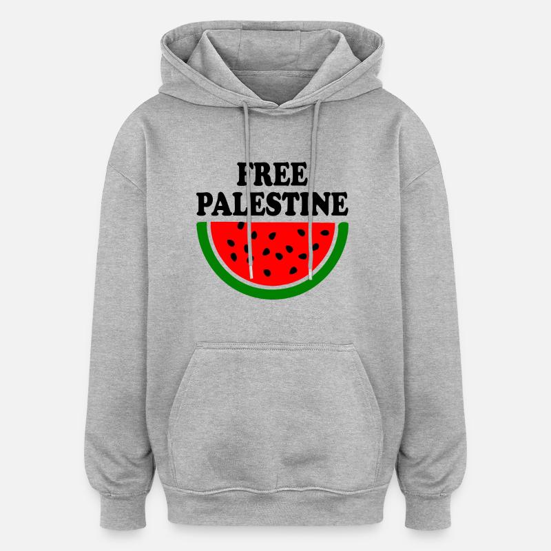 Free palestine Melon pastèque - Sweat à capuche oversize unisexe - gris chiné
