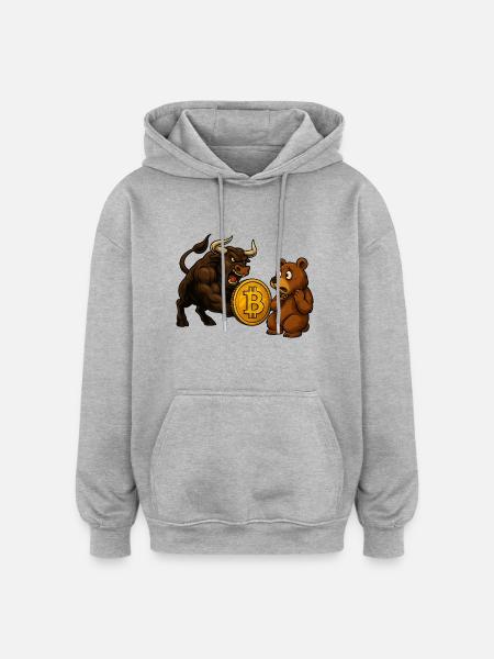 Bitcoin Bull vs. Bear - Oversized Unisex Hoodie - heather grey