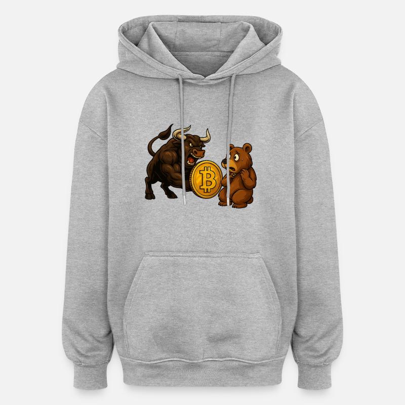 Bitcoin Bull vs Bear - Sweat à capuche oversize unisexe - gris chiné