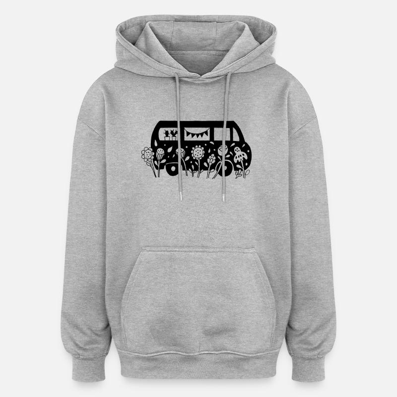 Flower Power Bus - Sweat à capuche oversize unisexe - gris chiné