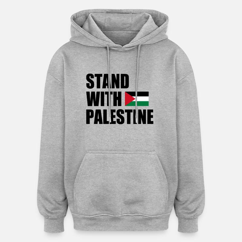 Stand with palestine - Sweat à capuche oversize unisexe - gris chiné