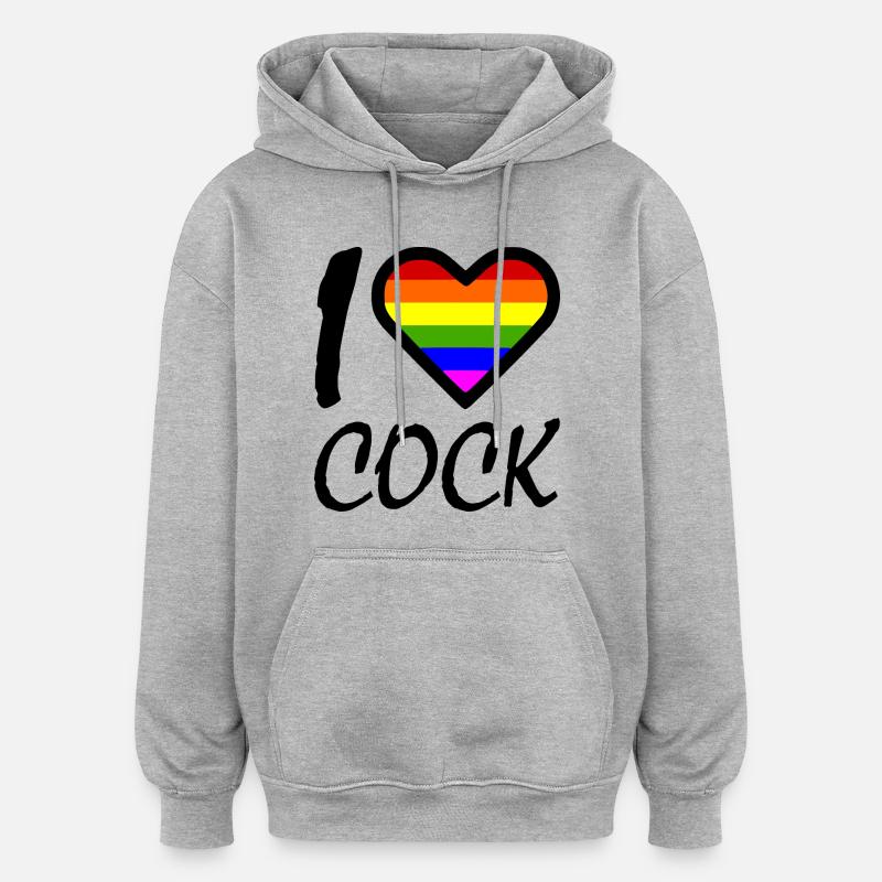 I love - Sweat à capuche oversize unisexe - gris chiné