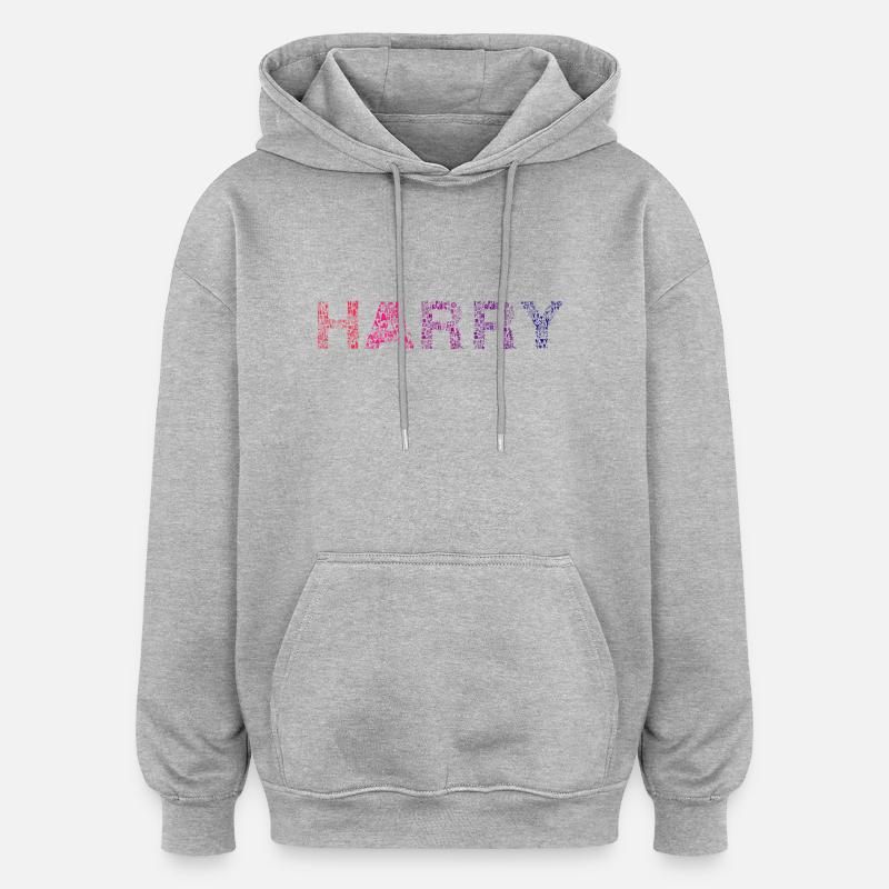 Harry Lettre Nom - Sweat à capuche oversize unisexe - gris chiné