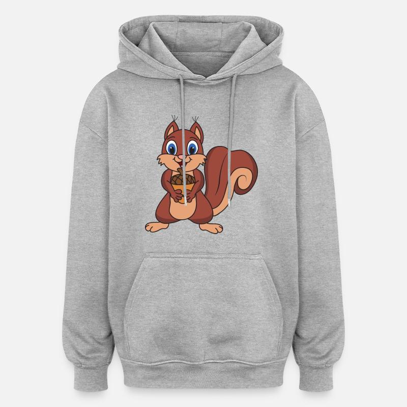 Eichhörnchen - Oversized Unisex Hoodie - Grau meliert
