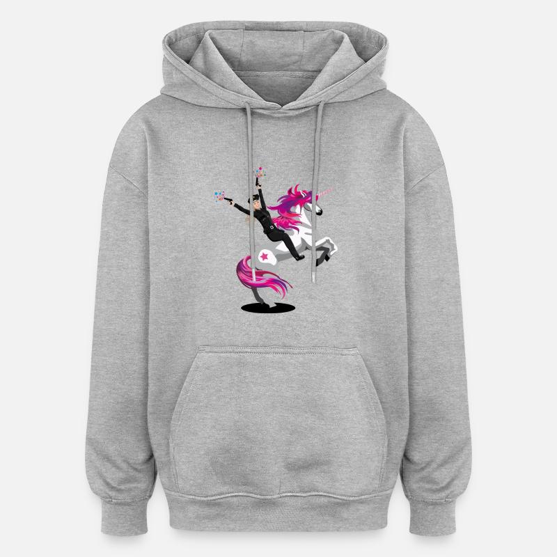 Polizei Einhorn - Oversized Unisex Hoodie - Grau meliert