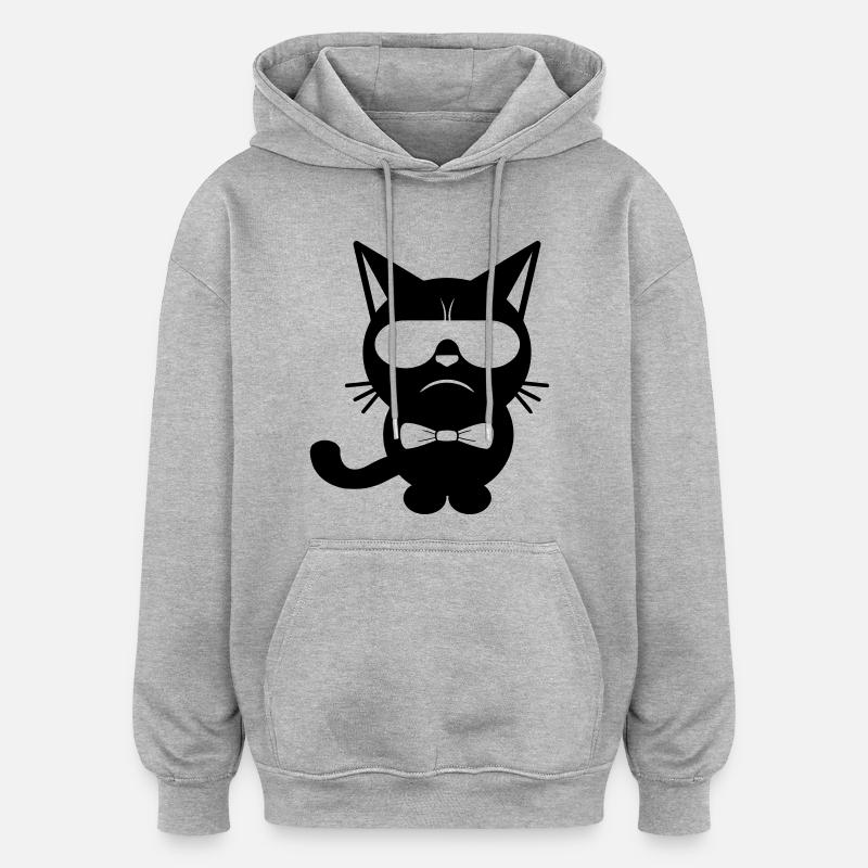 Bow Tie Cat - Sweat à capuche oversize unisexe - gris chiné