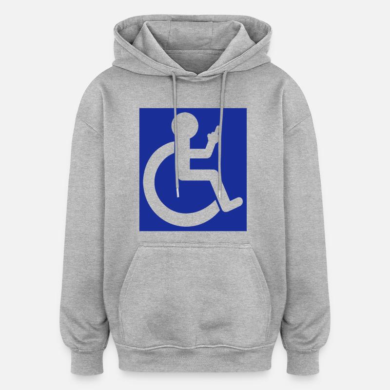 Rollstuhl-Symbol mit Mittelfinger # - Oversized Unisex Hoodie - Grau meliert