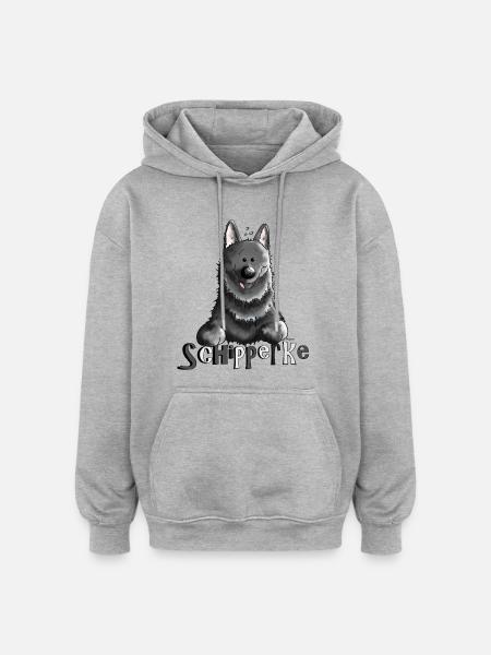 Happy Schipperke - Dog - Dogs - Oversized Unisex Hoodie - heather grey