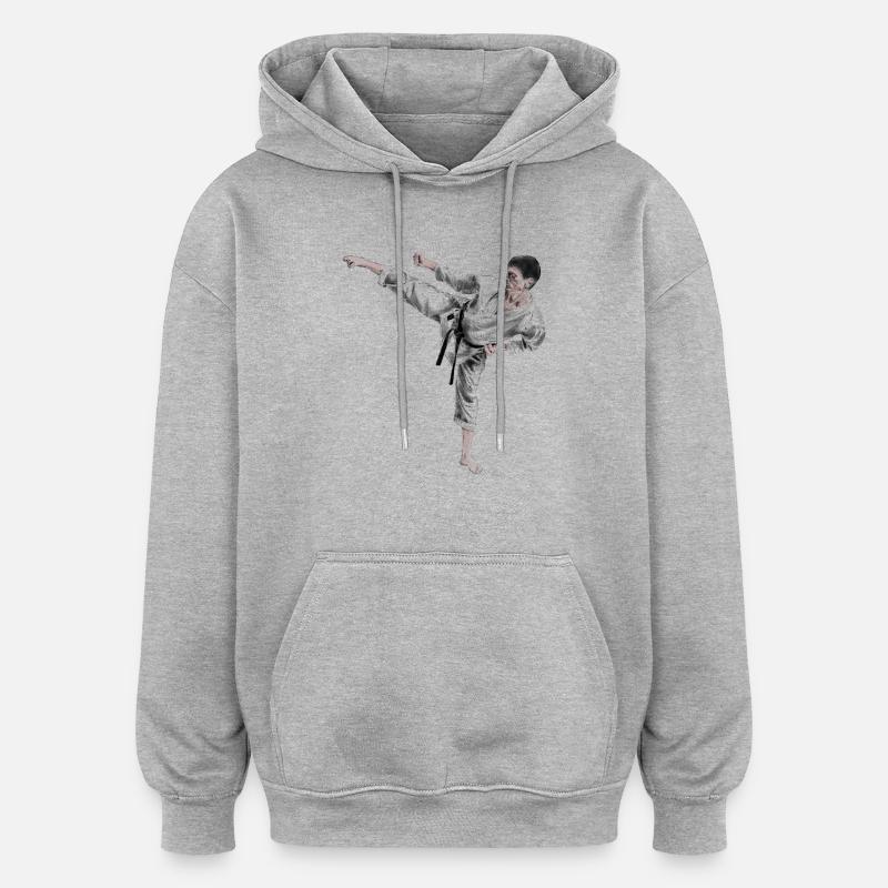 karate - Sweat à capuche oversize unisexe - gris chiné