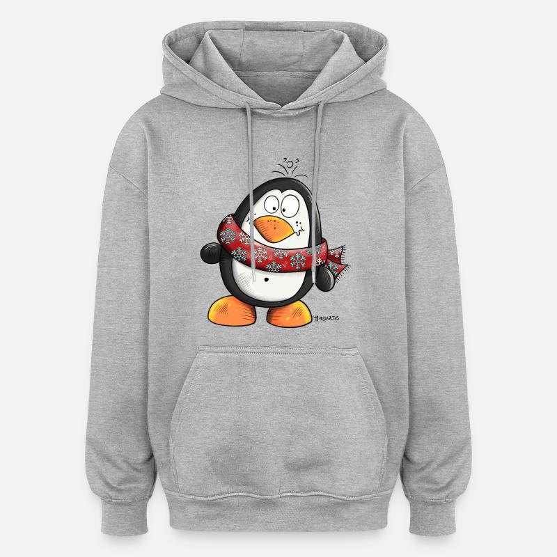 Der Pinguin - Oversized Unisex Hoodie - Grau meliert