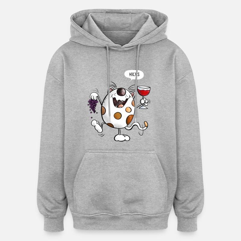 Mignon chat comique - Sweat à capuche oversize unisexe - gris chiné