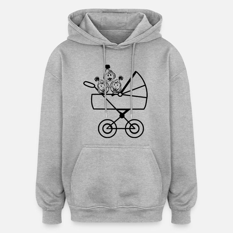 Triplés Bébés - Sweat à capuche oversize unisexe - gris chiné