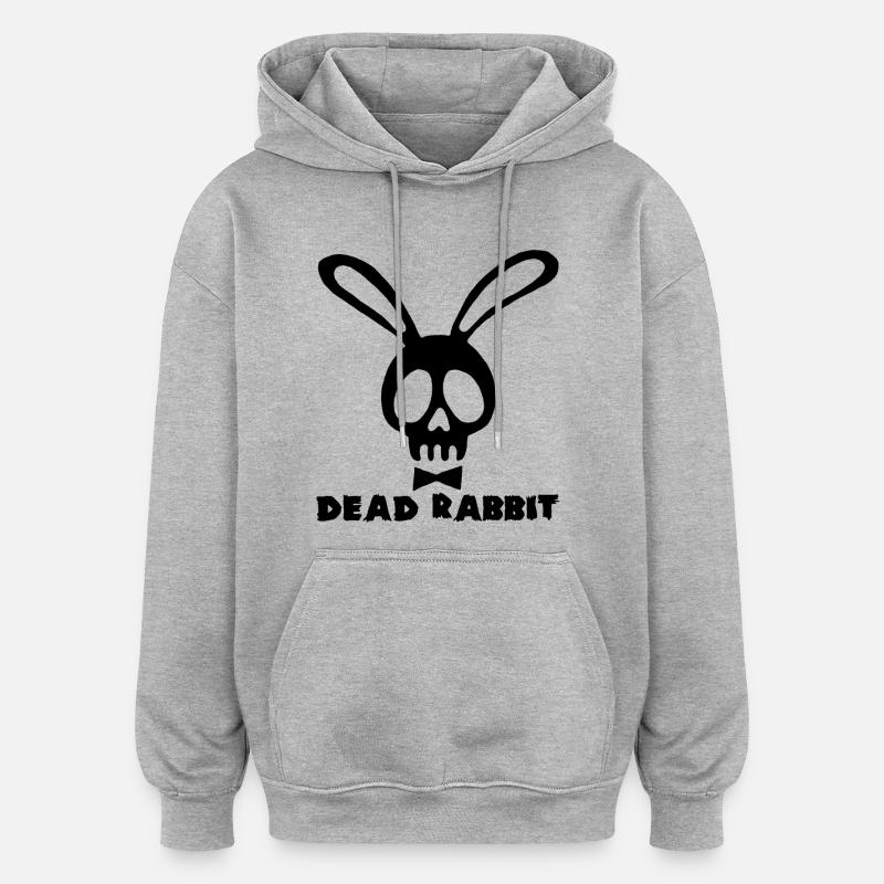 Lapin tête de mort noir - Sweat à capuche oversize unisexe - gris chiné