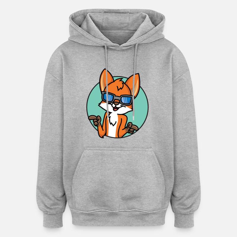 Renard drôle - Sweat à capuche oversize unisexe - gris chiné