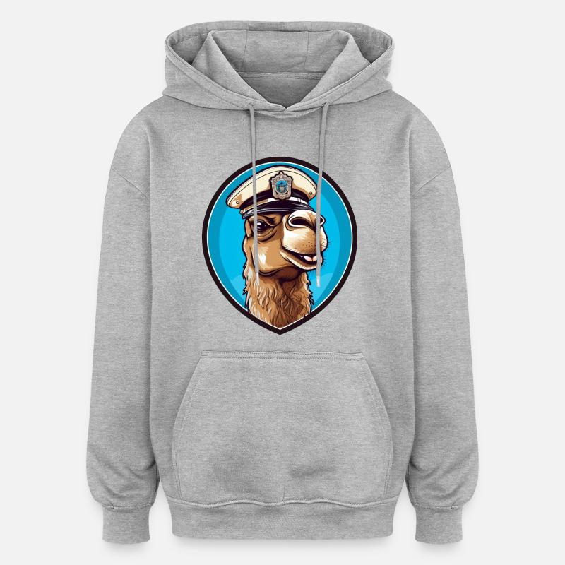 Kamel Polizei - Oversized Unisex Hoodie - Grau meliert