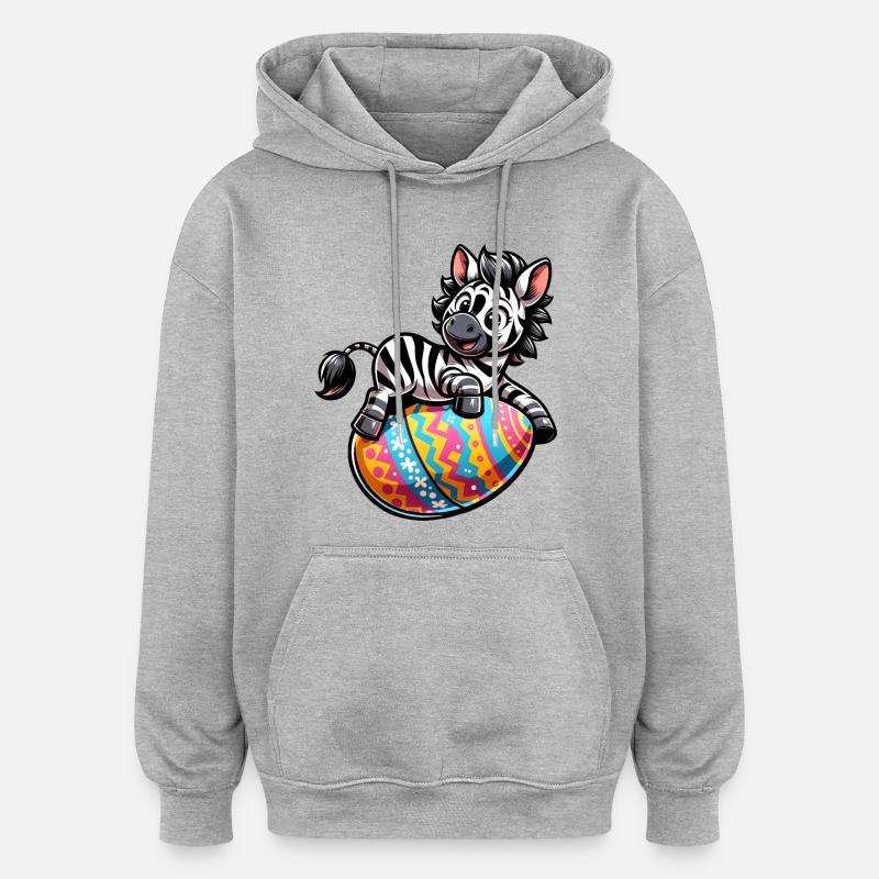 Ostern Zebra Osterei Comic - Oversized Unisex Hoodie - Grau meliert