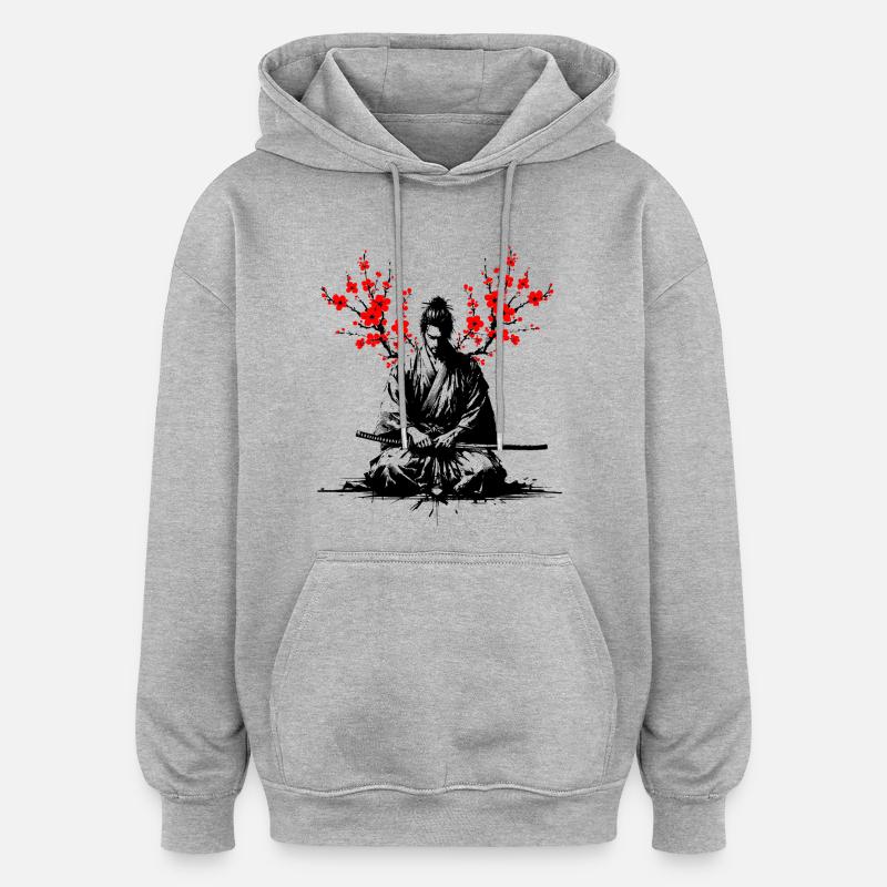Samurai meditating - Oversized Unisex Hoodie - heather grey