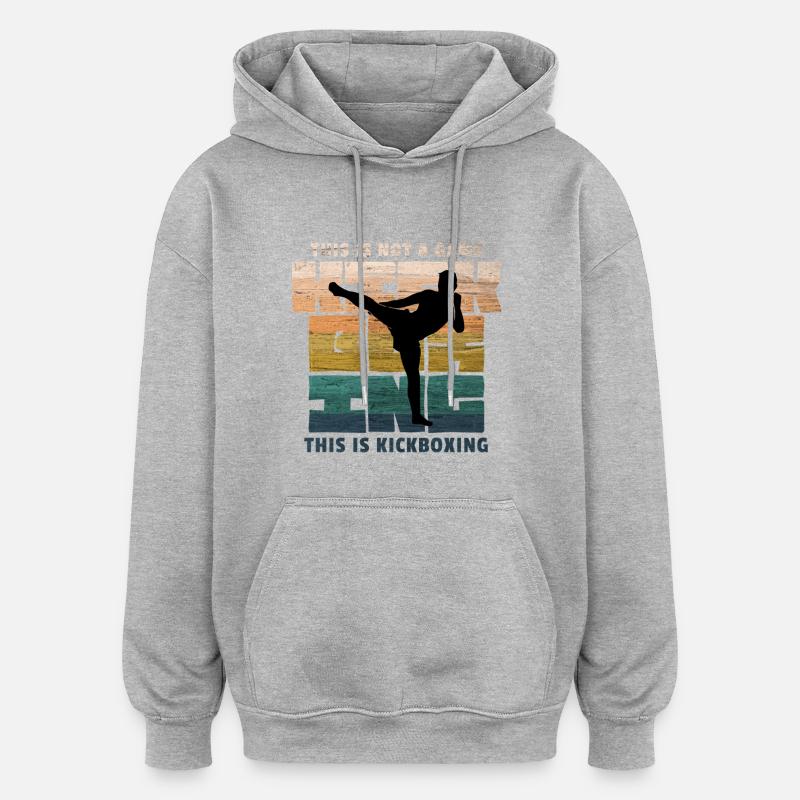 Kickboxen, Kickboxing, Kickboxer Rétro - Sweat à capuche oversize unisexe - gris chiné