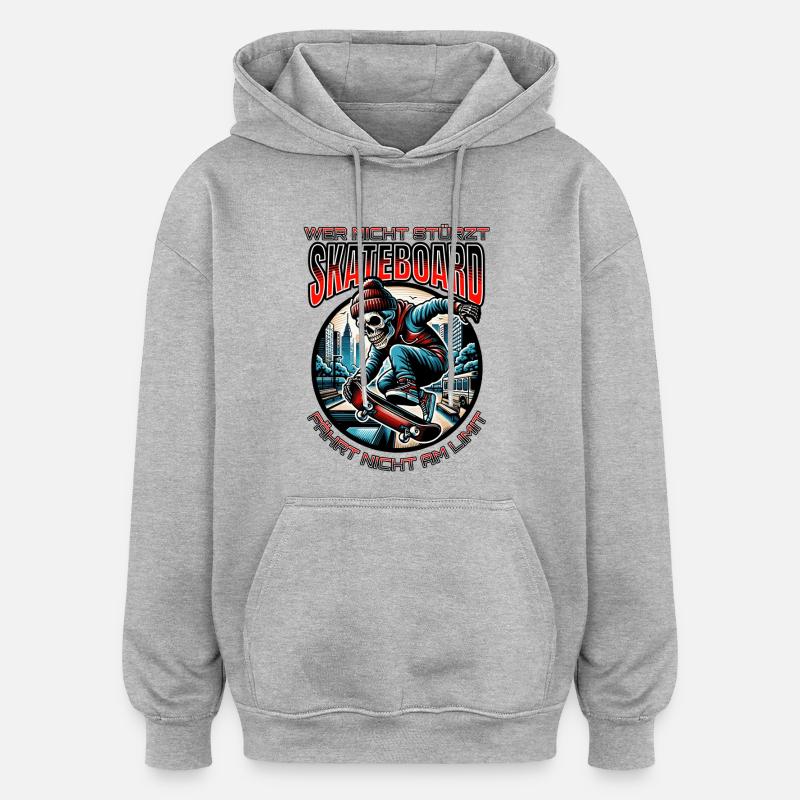 Skateboarder Skating Skateboard - Sweat à capuche oversize unisexe - gris chiné
