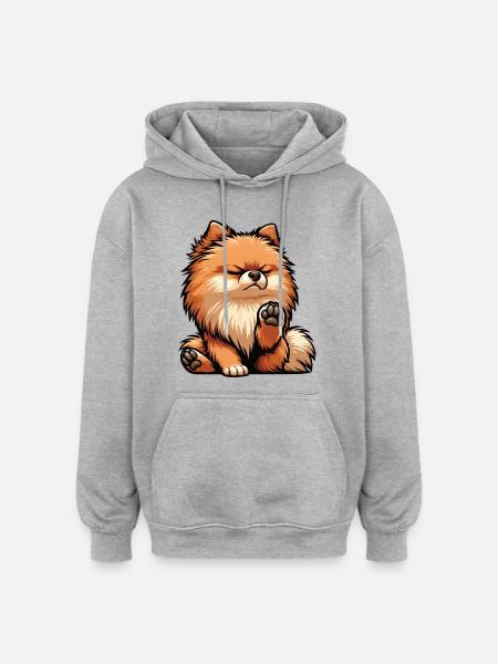 Zwergspitz Zwergspitze Spitzhund Zwergspitzhalter - Oversized Unisex Hoodie - Grau meliert