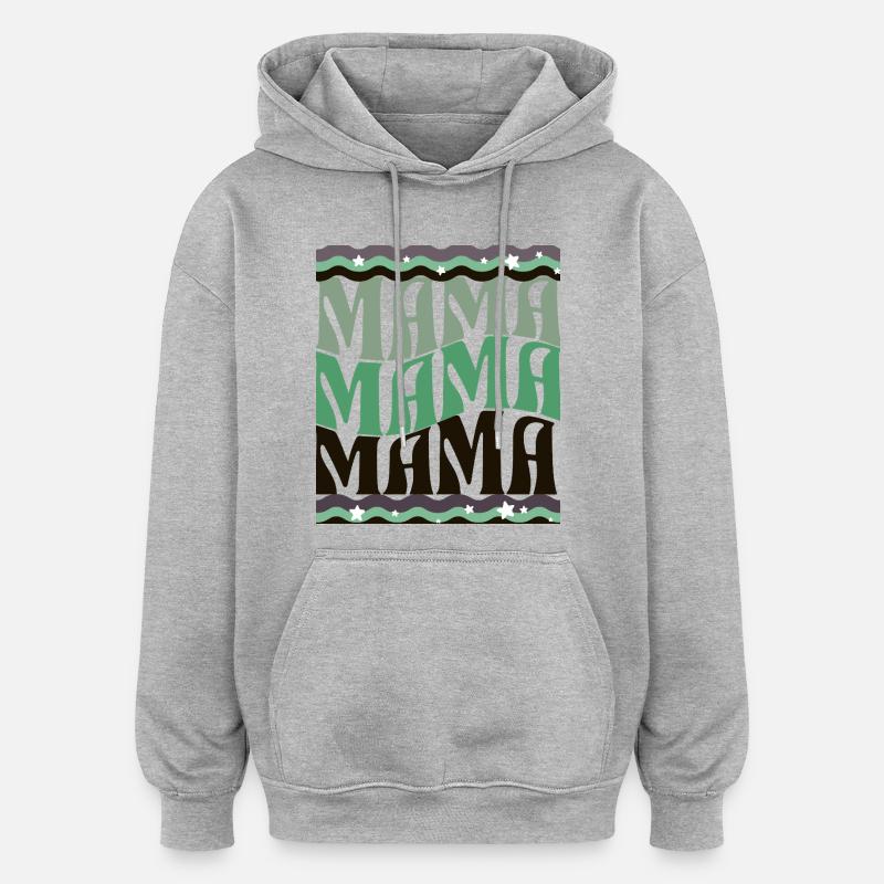 MAMA Waves Motif Vert Marron - Sweat à capuche oversize unisexe - gris chiné