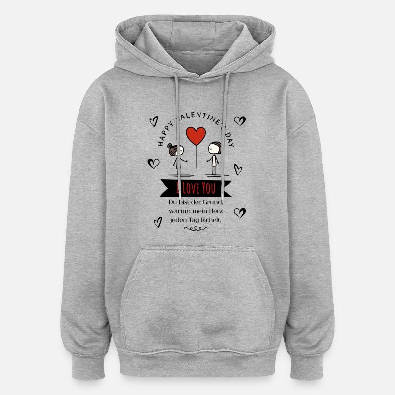 Herzbotschaft zu zweit - Oversized Unisex Hoodie - Grau meliert