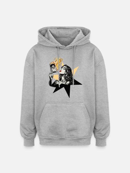 Woman fire 1 - Oversized Unisex Hoodie - heather grey