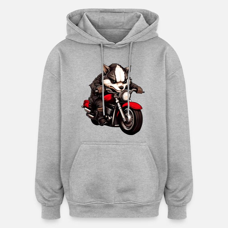 Moto Badger - Sweat à capuche oversize unisexe - gris chiné