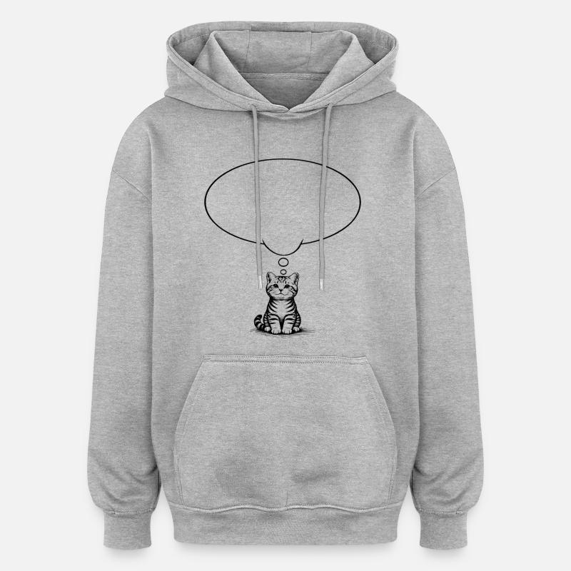 Katzenbaby_sitzend_mit_Denkblase - Sweat à capuche oversize unisexe - gris chiné