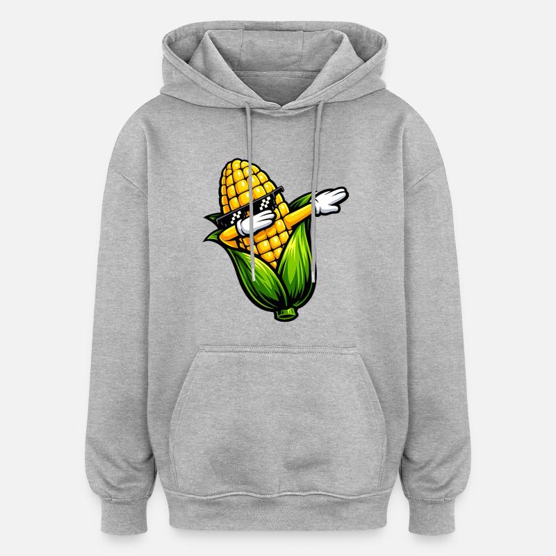 Tamponner le maïs sur l’épi - Sweat à capuche oversize unisexe - gris chiné