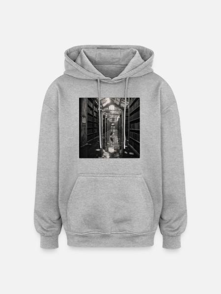 Biblioteca Heron Mistero Crimine Animale Vintage - Felpa con cappuccio unisex oversize - grigio melange