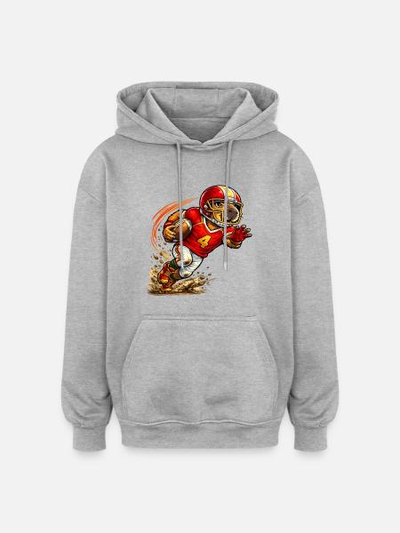 Cute Capybara Playing American Football - Oversized Unisex Hoodie - heather grey