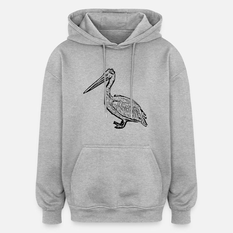 Pélicans Oiseaux Oiseaux Pelecanus - Sweat à capuche oversize unisexe - gris chiné