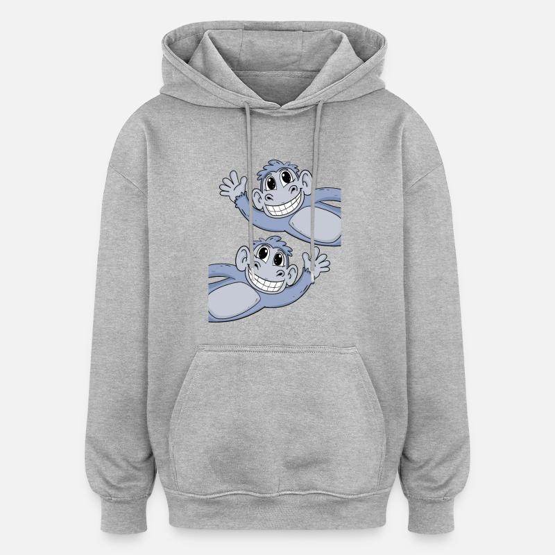 Singes singes - Sweat à capuche oversize unisexe - gris chiné