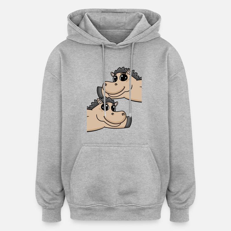 Chevaux à cheval - Sweat à capuche oversize unisexe - gris chiné