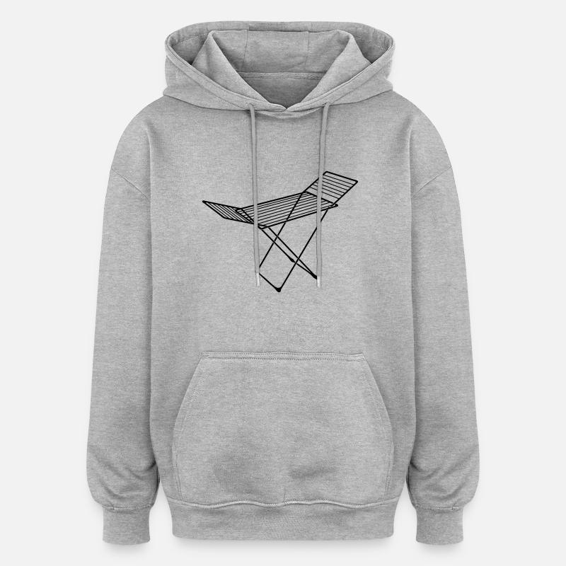 séchoir à linge_s1 - Sweat à capuche oversize unisexe - gris chiné