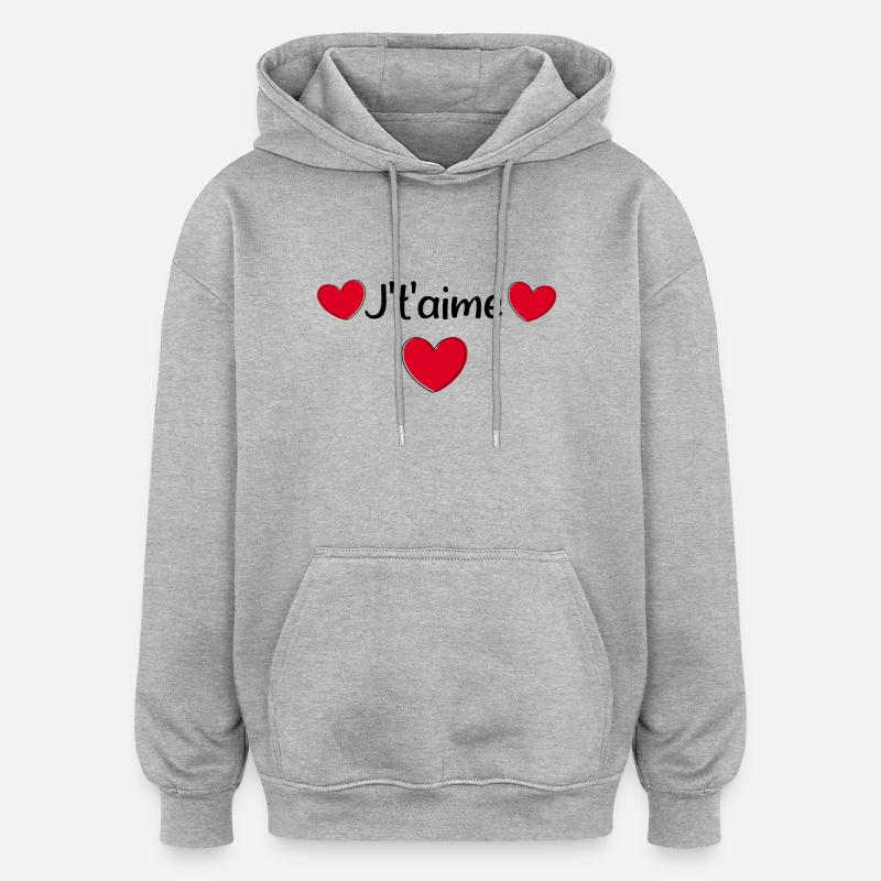 Saint-Valentin cœur rouge, saint-valentin - Sweat à capuche oversize unisexe - gris chiné