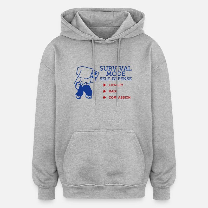 Überlebensmodus Selbstverteidigung - Oversized Unisex Hoodie - Grau meliert