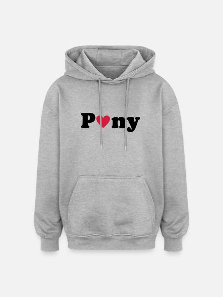 Pony - Sweat à capuche oversize unisexe - gris chiné