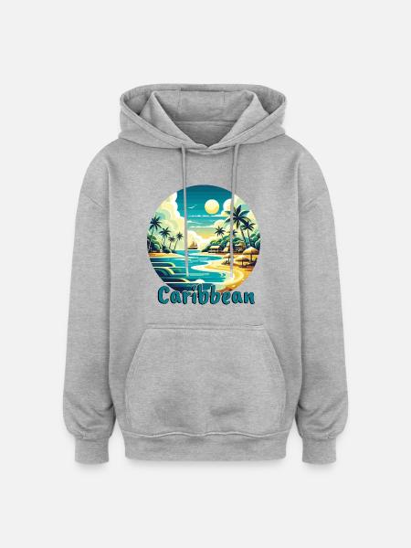 Caribbean Vacation American Beach - Oversized Unisex Hoodie - heather grey