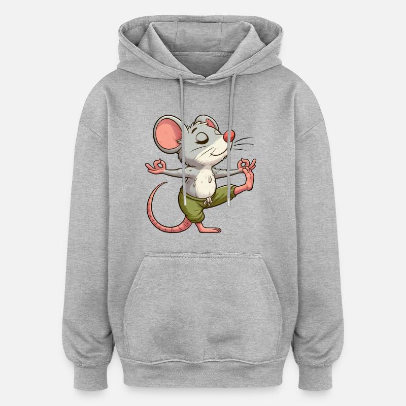 Souris Yoga Méditation Méditation Équilibre - Sweat à capuche oversize unisexe - gris chiné